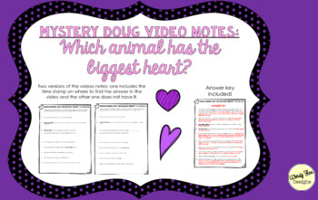 Mystery Doug: Which Animal Has the Biggest Heart? Video Notes | TPT