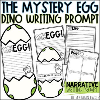 Preview of Mystery Egg Dinosaur Writing Prompt and Dinosaur Craft for Fun Bulletin Board