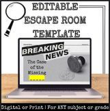 Mystery Escape Room Template | Digital or Print | Middle o