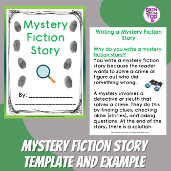Preview of Writing a Mystery Fiction Story Example, Template, and Graphic Organizer