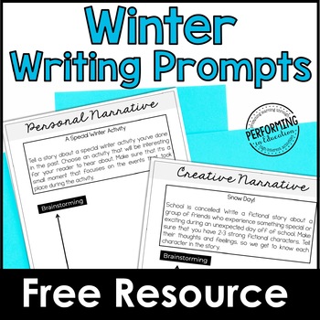 Preview of Free Winter Writing Prompts | Grades 3-5