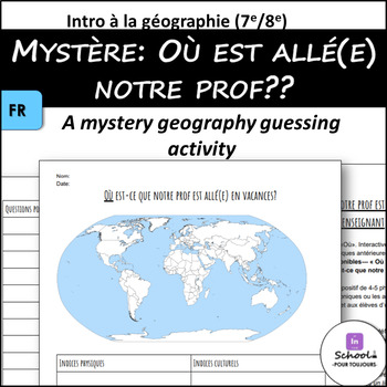 Preview of Mystery Geography Guessing Activity en Français