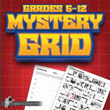 Preview of Mystery Grid Art Sub Lesson - Great for Middle, High School Art Sub Plan