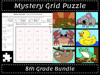 Preview of Mystery Grid Puzzles: 8th Grade Bundle