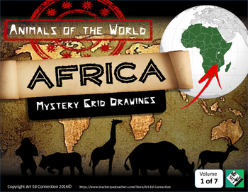 Preview of Mystery Grid Puzzles: Animals of the World AFRICA Printables! Great Sub Plans!