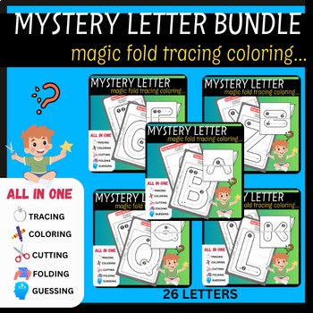 Preview of Mystery Letter Origami: Trace,Color,Cut,Fold BUNDLE CHAALENGING GROUP GAME