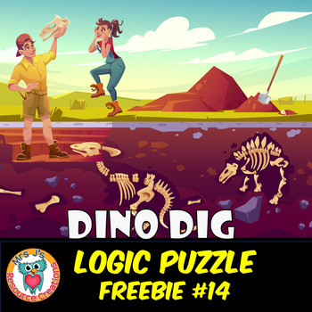 Preview of Mystery Logic Puzzle Brain Teaser Worksheet Activity Free  #14 - Dino Dig