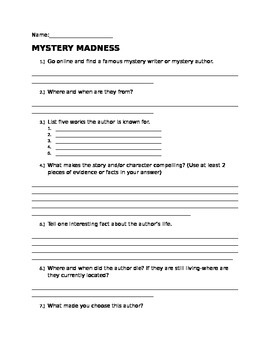 Preview of Mystery Madness Worksheet