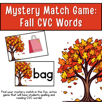 Preview of Mystery Match: Fall CVC Words Collaboration Group Activity Social Skills