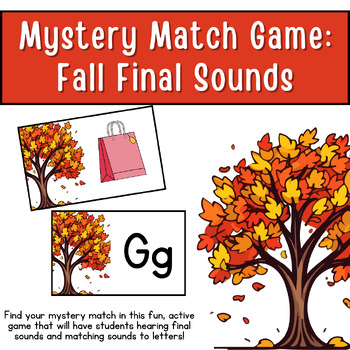 Preview of Mystery Match Game: Fall Final Sounds Phonics Phonological Awareness