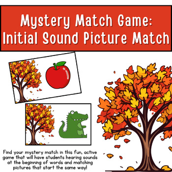 Preview of Mystery Match Game: Fall Initial Sound Picture Matching Phonological Awareness