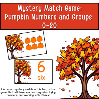 Preview of Mystery Match Game: Pumpkin Number Recognition Counting 0-20 Social Skills Fall