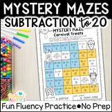 Mystery Mazes - Subtraction to 20 Math Fact Fluency Practi