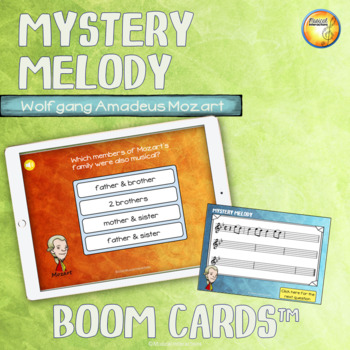 Preview of Mystery Melody Wolfgang Amadeus Mozart Distance Learning Boom Cards