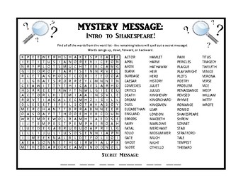 Preview of Mystery Message - Intro to Shakespeare