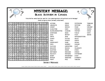 Preview of Mystery Messages - Black Canadian History