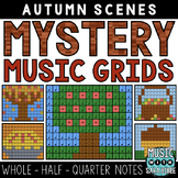 Mystery Music Grids - Coloring - Autumn Scenes (Whole/Half
