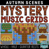 Mystery Music Grids - Coloring - Autumn Scenes (Whole/Half