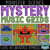 Mystery Music Grids - Coloring - Monsters (Clefs/Accidenta