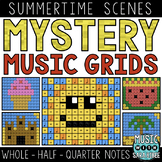 Mystery Music Grids - Coloring - Summer Scenes (Whole/Half