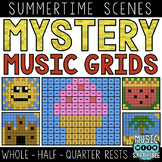 Mystery Music Grids - Coloring - Summer Scenes (Whole/Half