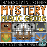 Mystery Music Grids- Thanksgiving Scenes (Clefs/Accidental