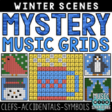 Mystery Music Grids - Coloring - Winter Scenes (Clefs/Acci