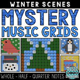 Mystery Music Grids - Coloring - Winter Scenes (Whole/Half