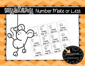 Preview of Mystery Number More or Less Game Build Number Sense Mouse Counting Activities