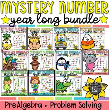 Preview of Mystery Number Puzzles | PreAlgebra Addition, Subtraction **for the whole year**