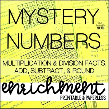 Preview of Mystery Numbers Math Enrichment Activities for Multiplication & Division Facts