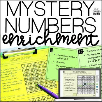 Preview of Mystery Numbers Math Enrichment Challenge Puzzle Activities for Early Finishers