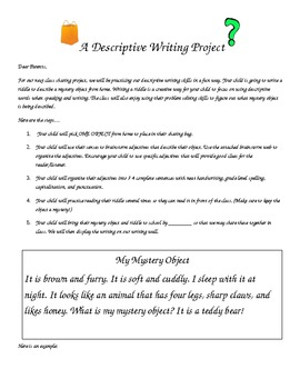 Preview of Mystery Object Sharing- A Descriptive Writing Assignment