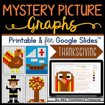 Preview of Thanksgiving Math Mystery Picture Graphs Printable & Digital Distance Learning