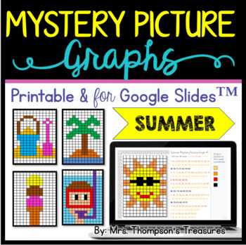 Preview of Summer Mystery Picture Graphs Printable & Google Slides Distance Learning
