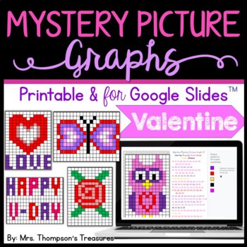 Preview of Valentines Day Activities - Mystery Picture Graphs + Digital for Google Slides™