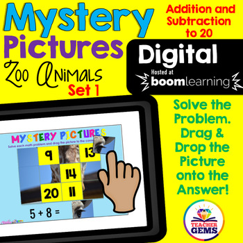 Preview of Digital Mystery Pictures Addition and Subtraction to 20 Set 1 Distance Learning