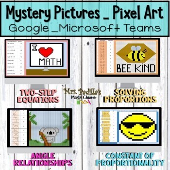 Preview of Mystery Picture Pixel Art Bundle | Digital Activities for Distance Learning