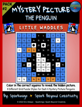 Preview of Mystery Picture Puzzles Little Waddles The Penguin Color by Number Math Activity