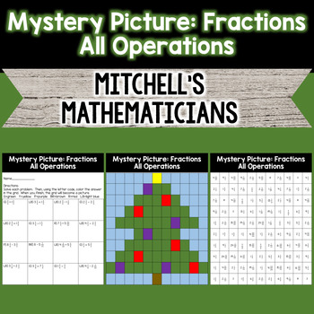 Preview of Mystery Picture for Fraction Review All Operations tree