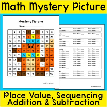 Preview of Fox Mystery Picture Winter Math Center Activity