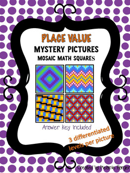 Preview of Place Value - Find and Color Mosaic Mystery Pictures