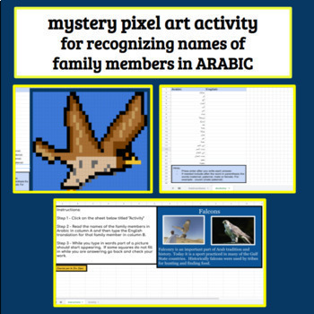 Preview of Mystery Pixel Art Activity Family Members in Arabic Digital Google