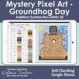 Mystery Pixel Art - Groundhog Day - Addition/Subtraction w