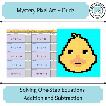 Preview of Mystery Pixel Art: One-Step Equations (Addition and Subtraction)