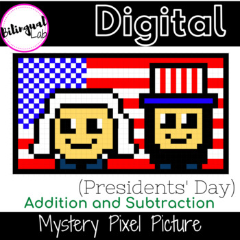 Preview of Mystery Pixel Art (Presidents' Day) Addition and Subtraction