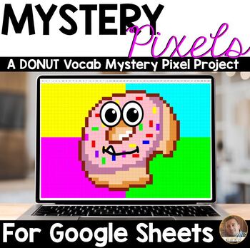 Preview of Mystery Pixels- Donut Vocabulary Brain Busters Google Sheets™- Distance Learning