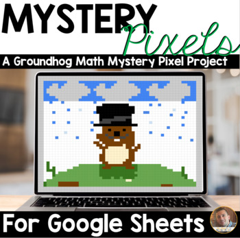 Preview of Mystery Pixels- Groundhog's Day Multiplication Fluency Activity Google Sheets™