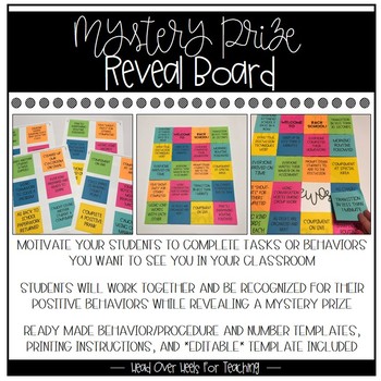 Preview of Mystery Prize Reveal Board With Sticky Notes | Student Procedure Incentive Board
