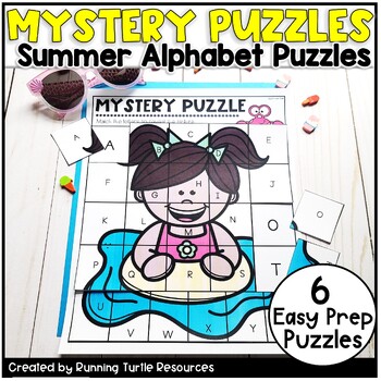 Preview of End of Year Mystery Puzzles, Preschool Summer Letter Matching & Beginning Sounds